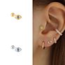 S925 Sterling Silver Ins European and American Eye Diamond Piercing Cartilage Earrings
