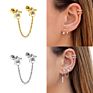 S925 Sterling Silver Simple Cold Style Chain Double Stud Chain Star Earrings