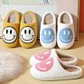 Sales Christmas Present Faux Furry Fur Smiling Face Ladies Female Indoor Women Slides Slippers