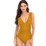 Sales Women's V Neck One Piece Swimsuit Ruffled Lace up Monokini