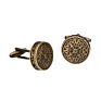 Savoyshi Shirt Cufflinks for Men round Bronze Vintage Pattern Metal Cuff Links Gift Free Enagraving Name