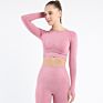 Seamless 5 Pcs Long Sleeve Yoga Set for Women Fleece Active Wear Yoga Sets Fitness