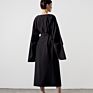 Sell Black Dress Ladies Long Elbis V-Neck Flared Sleeves Waist Chic Slim Robe Pleated French Dress Audrey Hepburn Dress