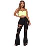 Selling plus Size High Waist Retro Ripped Denim Stretch Pants Trousers Ladies Fringed Flare Jeans