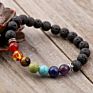 Seven Pulse Wheel Natural Stone Loose Beads Yoga Bracelet Volcanic Rock