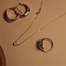 Sideways Initial Letter Pendant Necklace with Crystal Cubic Zirconia, 14+2" Premium Stainless Steel 14K Gold Plated