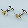 Silver Men Jewelry Two Toned Gold Plated Dumbbell Cufflink for Suits,Shirt Men Cufflinks