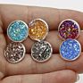 Silver Plating Stud Resin Druzy Drusy Earrings 12Mm Resin Cabochon Earrings for Women Jewelry Gift