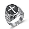 Silver Ring Antique Stainless Steel Finger Rings Men Prayer Cross Rings for Men