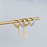 Simple 925 Silver Hip Hop Pure Handcuff Tassel Chain Huggie Hoop Earring