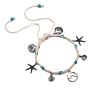 Simple Beach Jewelry Braided Rope Anklet Bracelet Sea Star Wave Charm Silver Anklet Bracelet for Girls