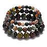Simple Handmade Jewelry Elastic 6/8/10Mm Natural Indian Agate Stone Strand Bracelet