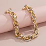 Simple Hollow Out Women's Short Clavicle Chain Geometric Color Splicing Twist Chain Necklace Suitable for All Place