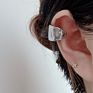 Simple No Pierced Single Piece C Shaped Wide Hammered Texted Ear Bone Clip Earring Cuff Earrings for Ladies Girls