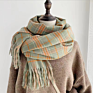 Simple Plaid Scarf for Autumn/ Women's Long Fringe Warm and Thick Cashmere Scarf