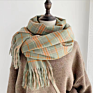 Simple Plaid Scarf for Autumn/ Women's Long Fringe Warm and Thick Cashmere Scarf