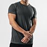 Slim Fit Black Cotton Gym Tee Workout Short Sleeve T-Shirt for Man