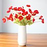 Small Moq Colorful Flocking Artificial Poppy Silk Flower Four Poppies for Wedding Decoration Flowers Wall