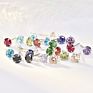 Small Popular Color Birthstone Fine Jewelry 925 Sterling Silver Bling Stud Zircon Cz Earrings