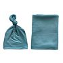 Solid Blue Color 47"X47" Baby Swaddle and Hat Set Knitted Baby Boys Blanket