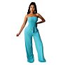 Solid Color Tube Top Wide Leg Jumpsuit One Piece High Waist Women Jumpsuit Pants