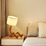 Solid Wood Humanoid Lamp Creative Nordic Style Study Bedroom Bedside Desk Light Wood Robot Folding Led Table Lamp