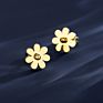 Sp-Lam Design Stainless Steel Daisy Flower Stud Earrings Women Jewelry