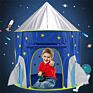 Space Themed Pretend Play Tent Foldable Pop up Star Teepee Playhouse for Boys