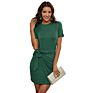 Spring and Women's Skirt Knotted Short-Sleeved Dress