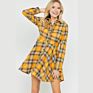 Spring Long Sleeve Button down Lined Casual Skater Plaid Shirt Dresses for Women