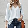 Spring Pure Color Shirt for Womens White Collar Blouse Casual Fashionable Shirt for Ladies