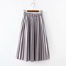 Spring Women High Waist Skirt Solid Color Pleated Skirt Women Causal Midi Skirts