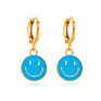 Stainless Steel Happy Face Pendent Huggie Earrings Macaron Smiley Hoop Earring Multi Culor Happy Face Pendent Earrings for Girls