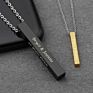 Stainless Steel Personalized Engraving Name Inspirational 3D Vertical Bar Necklace