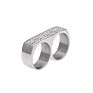 Stainless Steel Rhinestone Wide Face Club Party Two-Finger Ring Men