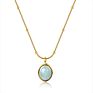 Star Sea Blue Oval Aquamarine Necklace Clavicle Chain