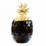 Storage Jar with Lid Design Ceramic Gloden Pineapple 3D Box Kitchen Storage Bottles & Jars Cover Customized Logo Support