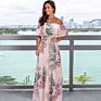 Strapless Tube Top Floral Print Dress Bohemian Stytle Flowing Slash Neck Long Dress