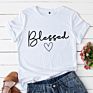 Style American Women's Loose-Fitting Blessed Heart-Shaped Cotton Collar Short-Sleeved T-Shirt for Women