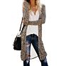 Style Fall Casual Leopard Knit Maxi Long Cardigan for Woman