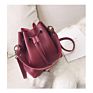 Style Pu Leather Drawstring Bucket Bag Leisure Lady Handbag