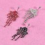 Style Tanji Silver Zircon Rhinestone Tassels Paw Belly Rings Belly Rings