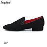 Suphini Black Suede Cow Leather Ballroom Dance Shoes Men