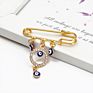 Third Eye Pendant Clothes Pin Hand Eye Cross Rhinestone Brooch Dainty Gold Plated Hamsa Hand Devil Eye Brooch Pin for Women Men