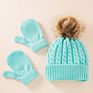 Three-Piece Scarf Hat Set Baby Girls Children Pompon Beanies Knitted Hats Kids Warm Wool Crochet Caps Unisex