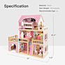 Three Floors Wooden Big Dollhouse Toy Family House with Lights, Garage and Yard Furniture Play Accessories