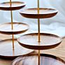 Three Tiers Display Gift Dessert Luxury Acacia Wooden Tray Serving Wedding Tray Metal Shelf
