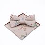Tie Gift Box White Dress Mens Neck Printed Bowtie Adjustable and Pocket Square Set Linen Bow Ties