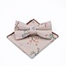 Tie Gift Box White Dress Mens Neck Printed Bowtie Adjustable and Pocket Square Set Linen Bow Ties