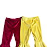 Toddler Girl Burgundy Velvet Bell Bottoms Girl Fall Popular Trousers Girl Flared Pants